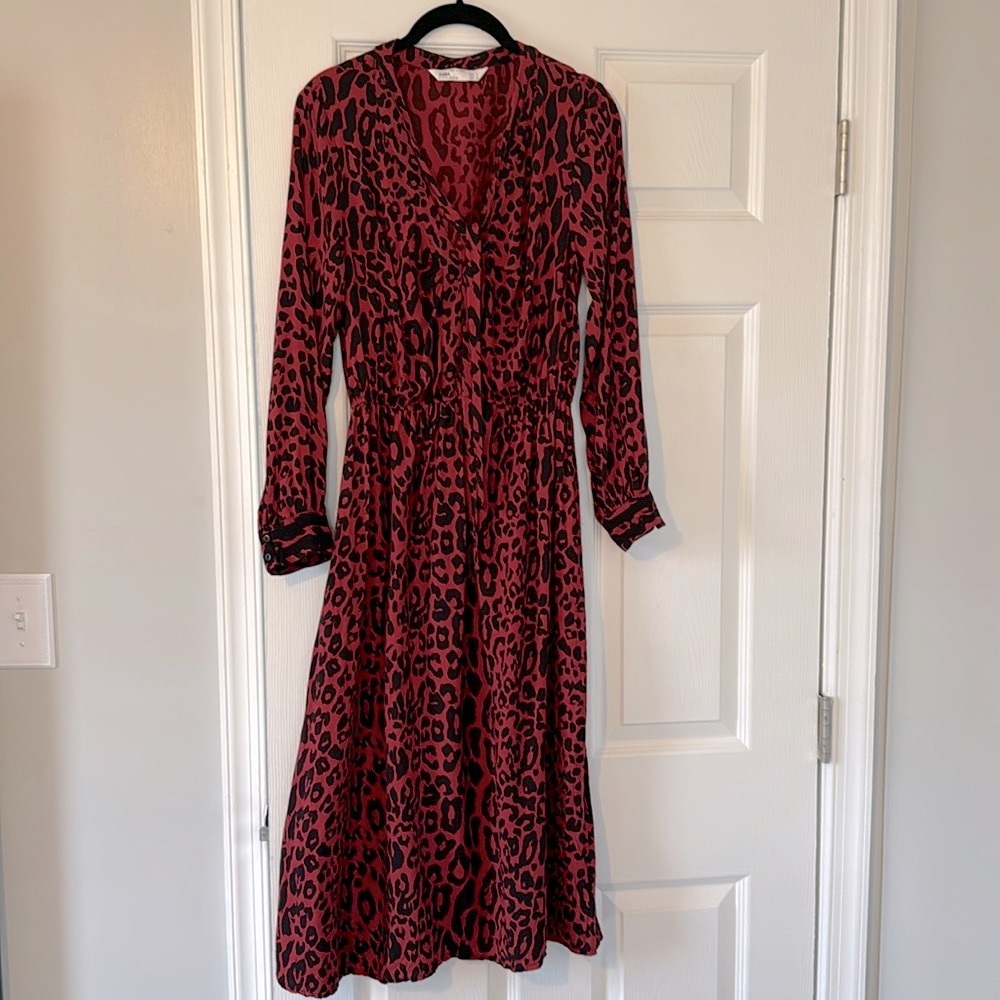 ZARA SIZE SMALL red and black animal print dress